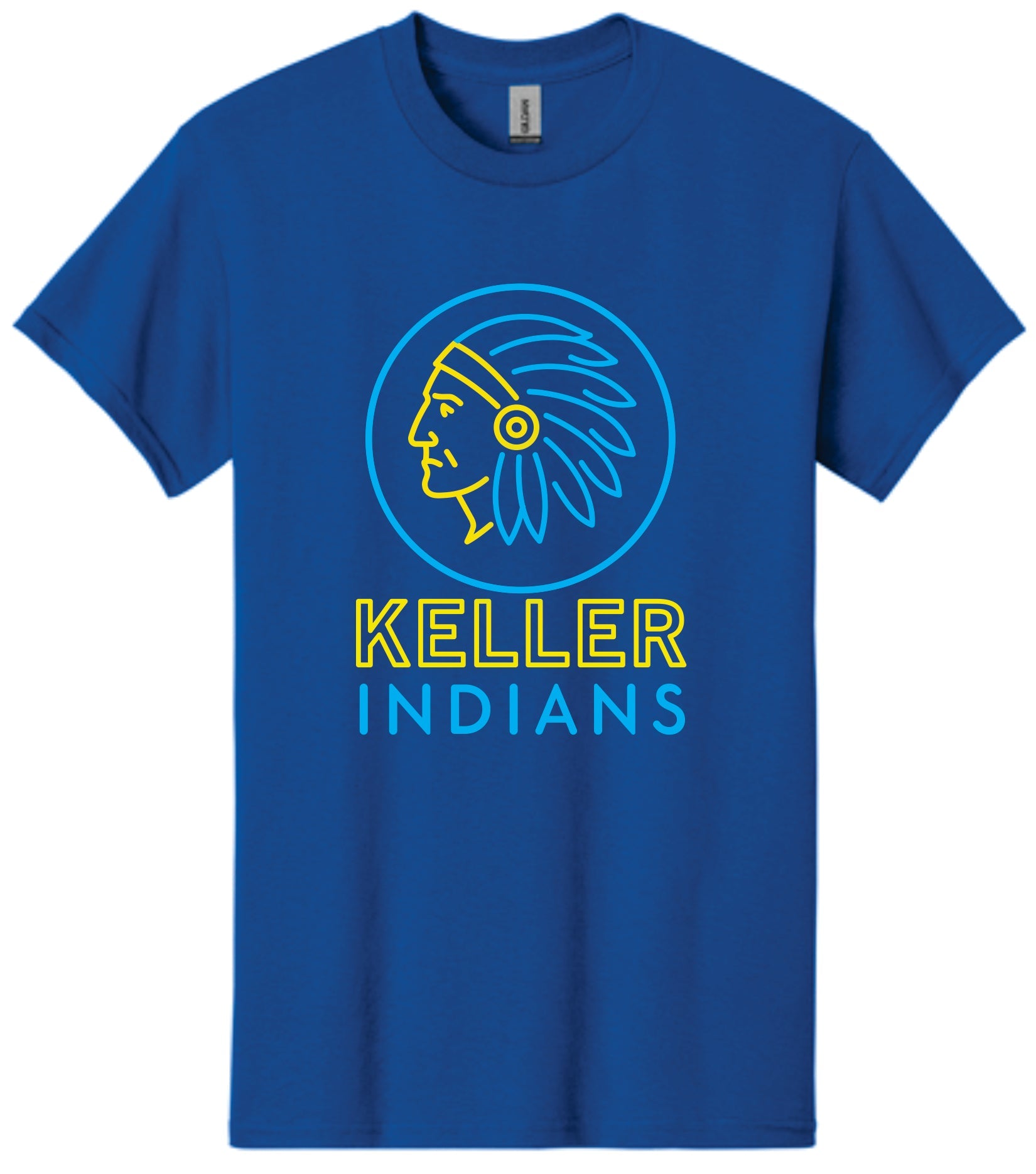 Keller Short Sleeve T-Shirt Royal Blue with Neon print